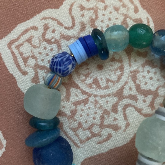 2 piece adjustable handmade bracelets, boho one size. In Blues - Picture 3 of 5